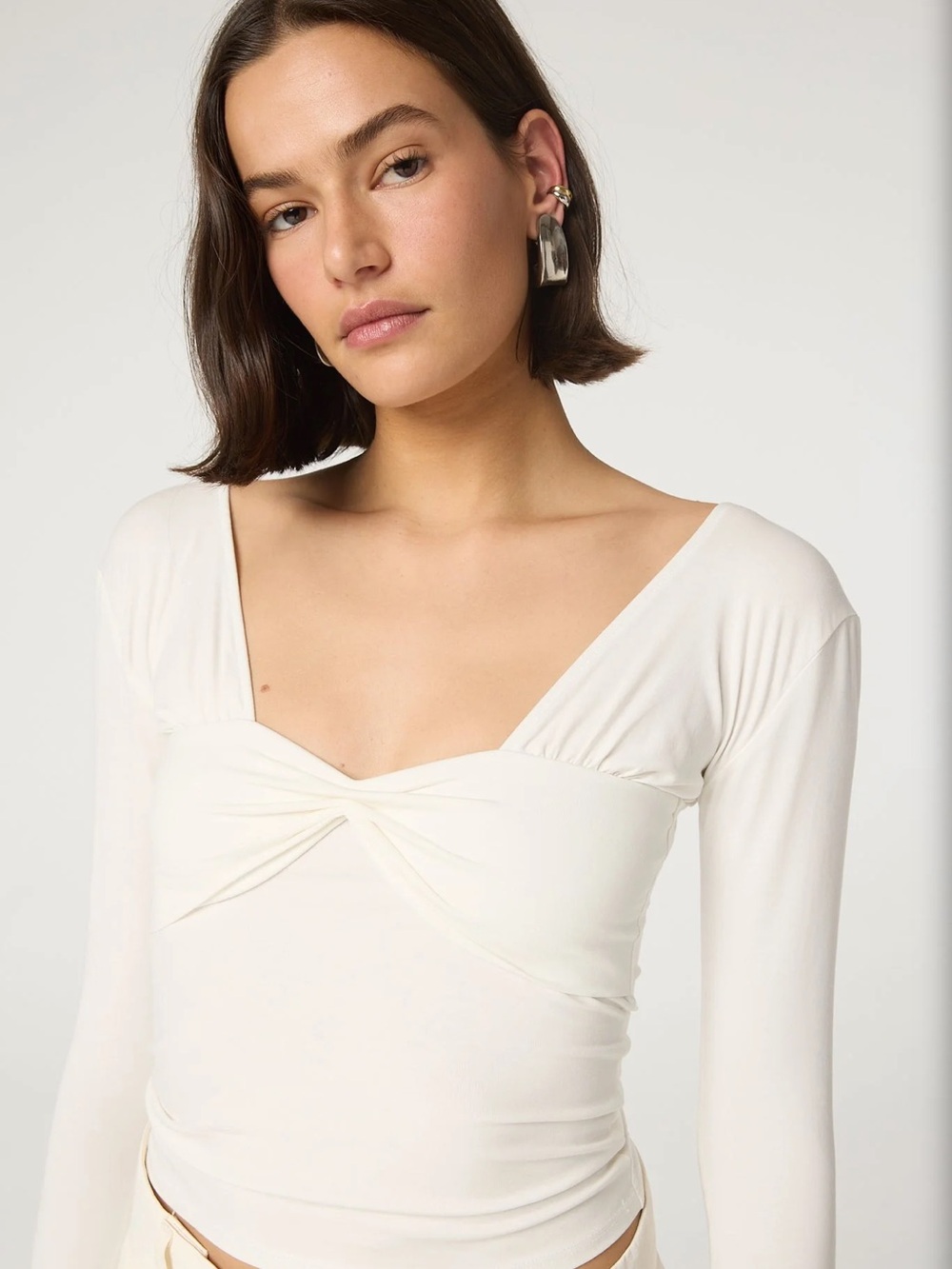 The Line by K Rian Ivory Long Sleeve Top - Small NWT